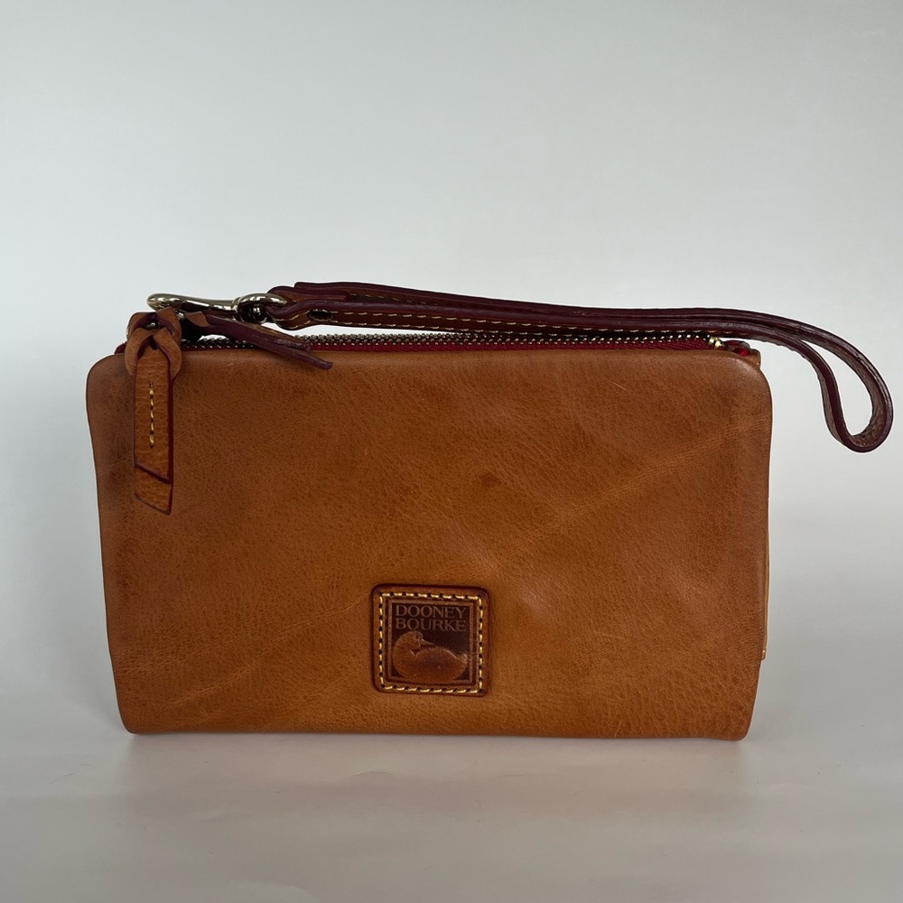 Dooney & Bourke Leather Florentine Small Double Zip Clutch - Natural
